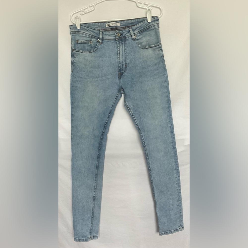 Zara Blue Skinny Jeans with Faded Wash